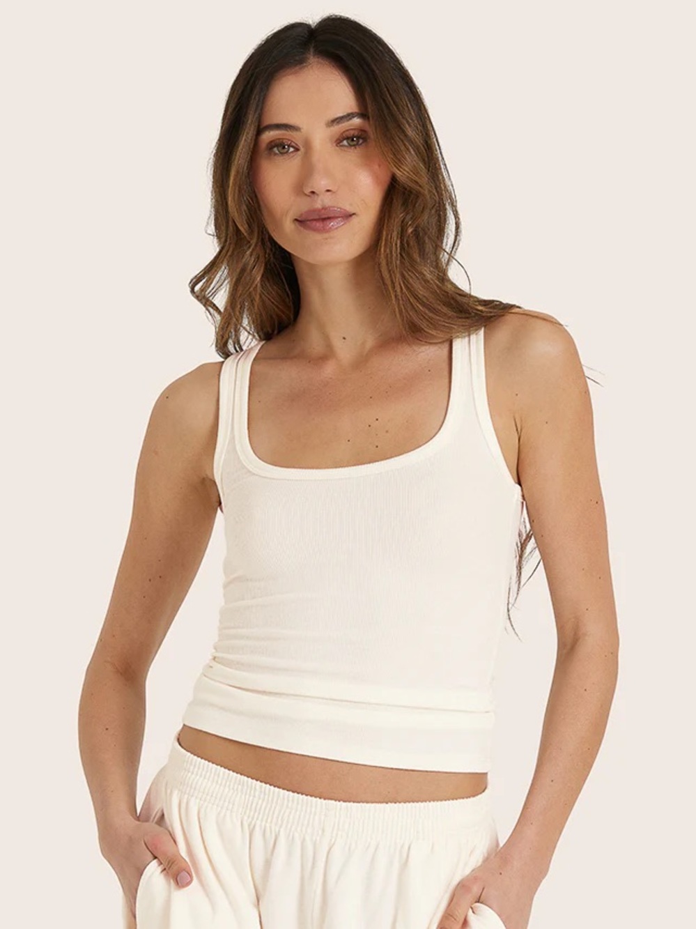 SET Active Blanc Ribbed Modal Body Tank Top White XL